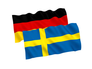 Flags of Germany and Sweden on a white background
