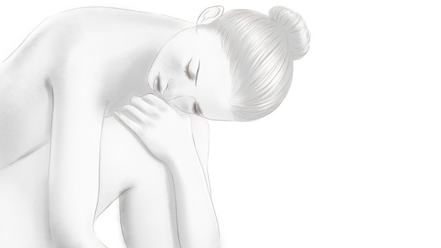 Black and White beautiful women take care of skin healthy.Digital painting and Illustration 