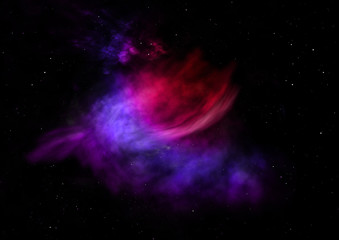 Star field in space and a nebulae. 3D rendering