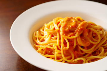 カニのトマトクリームパスタ