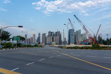 Singapore skyline with construction site