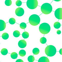 Square modern background with green chemical bonds, molecules pattern. Medicine, science, biotechnology, pharmacology innovation concept. Place for text. White backdrop. Vector EPS 10 illustration.