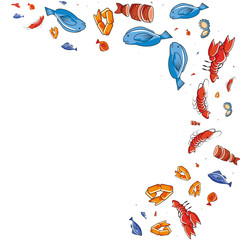 Fototapeta na wymiar delicious seafood pattern background