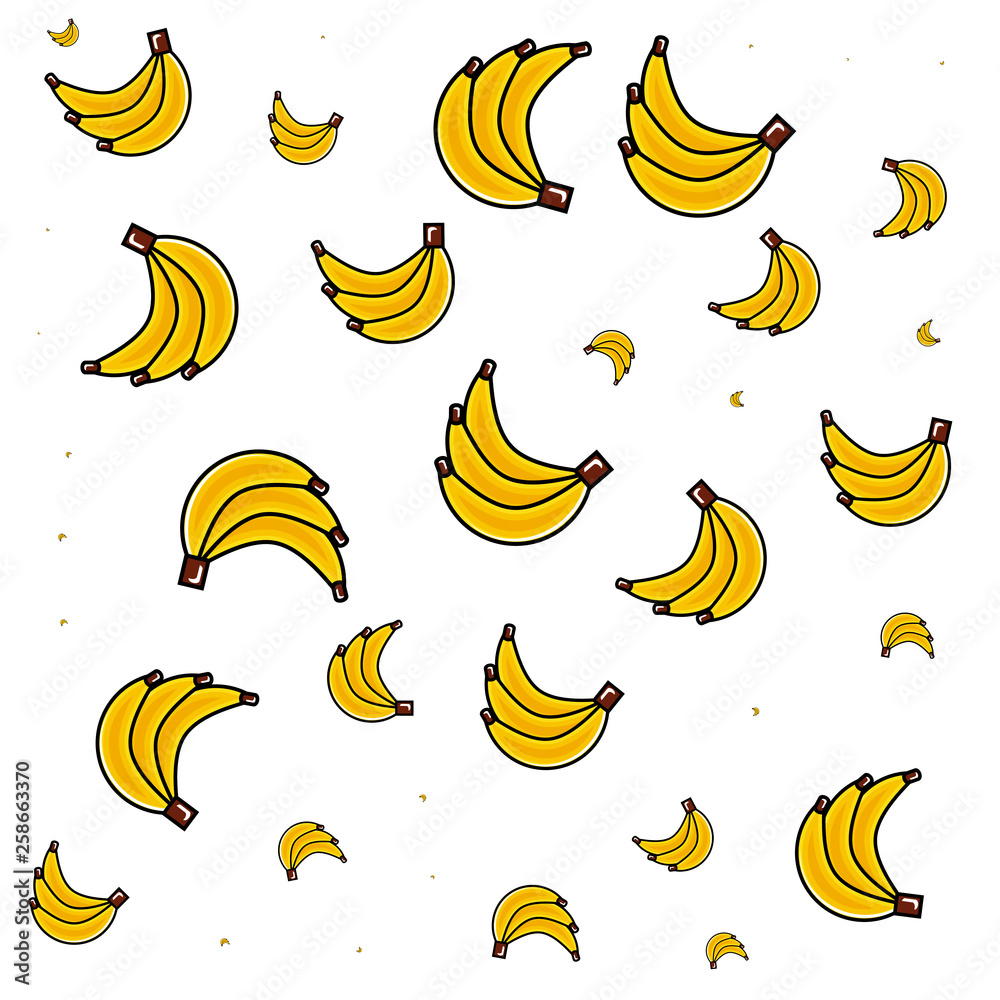 Wall mural fresh banana fruit pattern