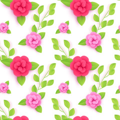 Colorful floral seamless pattern isolated on white. Vector illustration