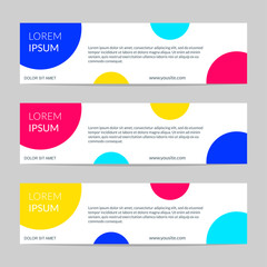 Web banner design with colorful circles. Design template for website, header or footer. Business card layout. Vector illustration.