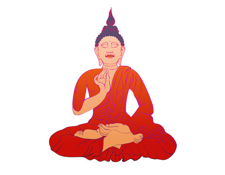 Yoga pattern design with Buddha in meditation pose.