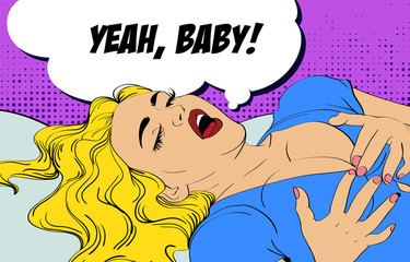 Cartoon character a sexy young girl in comic book style design.