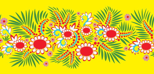Fototapeta na wymiar Ukrainian national folk ribbon floral pattern design.