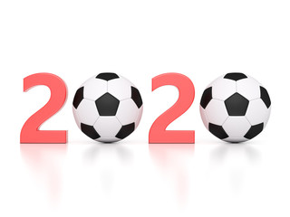 Obraz premium New Year 2020 Creative Design Concept with Football - 3D Rendered Image