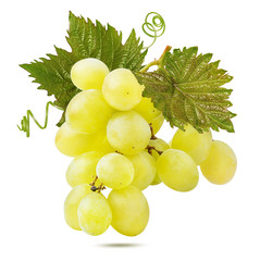 Fresh grapes isolated on white background with clipping pass