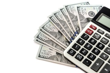 Fototapeta premium calculator and dollars on white background