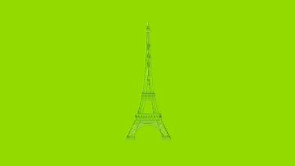Fototapeta na wymiar Lime Green Eiffel tower 3d illustration 3d render