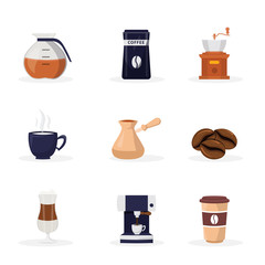 Coffee shop cartoon flat vector illustrations set