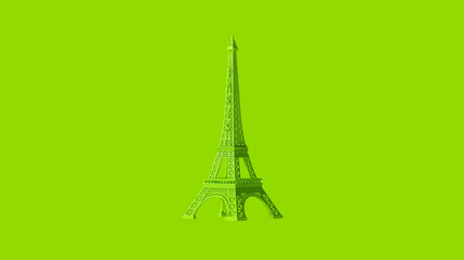 Lime Green Eiffel tower 3d illustration 3d render