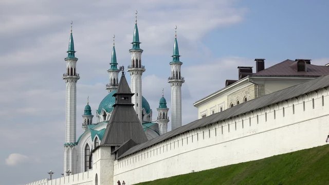 kazan kremlin and kul sharif mosque in russia.The Kazan Kremlin is the chief historic citadel of Tatarstan, Russia.