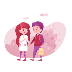 Romantic couple holding hands vector illustration