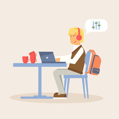 Distance work flat vector illustration
