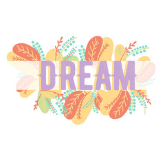  Lettering with flowers and plants  on white abstract background. Time to bloom  Inspiring phrase vector lettering. Motivating handwritten quote, slogan.T shirt design