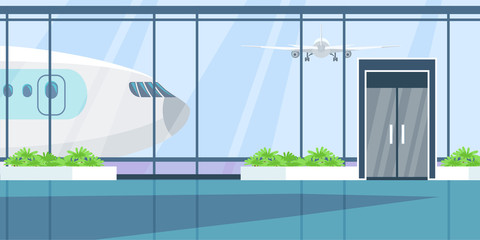 Airport terminal flat illustration