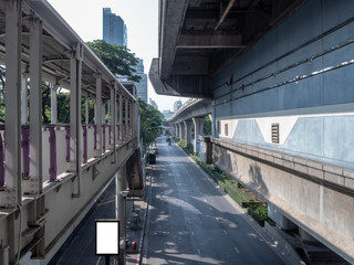 Fototapeta premium Empty streets looking down from the sky train station in downtown