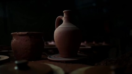 Senior Potter making clay pottery 