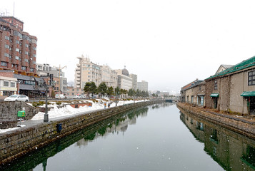 OTARU JAPAN - 16 MARCH 2019 : It is a photograph of Otaru canal in Otaru, Hokkaido of Japan.