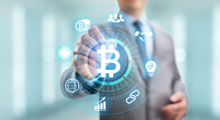 Bitcoin cryptocurrency digital money finance business technology concept.