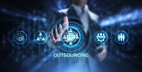 Outsourcing Global Recruitment Business and internet concept.