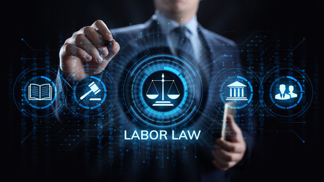 Labor law, Lawyer, Attorney at law, Legal advice business concept on screen.
