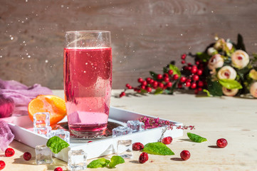 Pink fresh colorful exotic summer cocktail