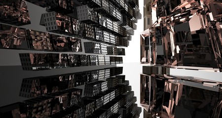 Abstract  concrete and coquina parametric interior . 3D illustration and rendering.