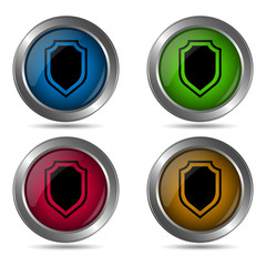 Shield icon. Set of round color icons.