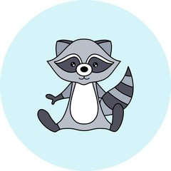 Vector illustration with cartoon raccoon. Design element for cards, packaging, posters and other uses.