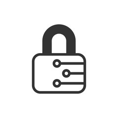Cyber security icon in flat style. Padlock locked vector illustration on white isolated background. Closed password business concept.