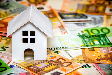 The symbol of the house stands on the background of the Euro 