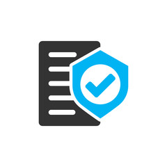 Insurance policy icon in flat style. Report vector illustration on white isolated background. Document business concept.