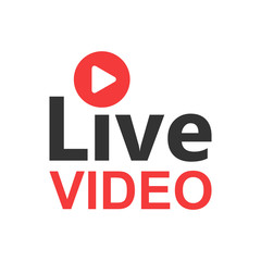 Live video icon in flat style. Streaming tv vector illustration on white isolated background. Broadcast business concept.