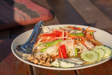 Green papaya salad thai food