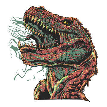 Aggressive tyrannosaur - jurassic monster - Vector illustration