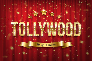 Tollywood indian cinema vector banner with text