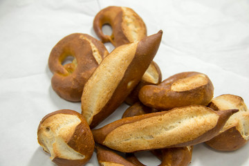  pretzel bread on white paper