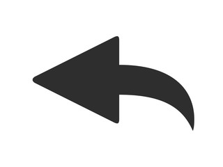 Curved back arrow. Left pointer icon, curve cursor vector symbol