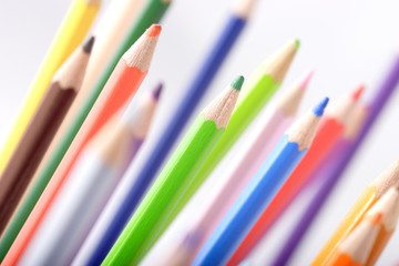 Fototapeta premium Colored pencils macro picture, shallow depth of field