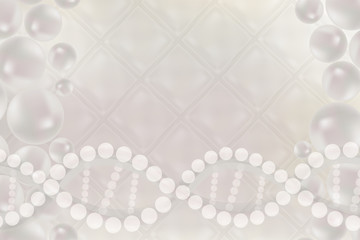science concept, white DNA and collagen balls background with space for text, vector illustration.