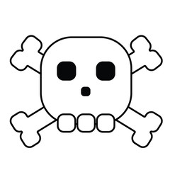 Skull rock and roll, bone icon, logo for music band outline isolated on white background.