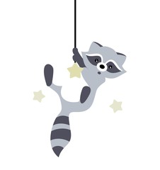 Vector illustration with cartoon raccoon. Surprised raccoon. Design element for cards, packaging, posters and other uses. © Светлана Сидоренко