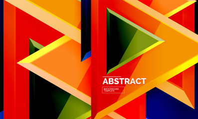 Triangular low poly background design, multicolored triangles