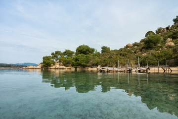 Fototapeta na wymiar Amazing scenery by the sea in Diaporos island, Sithonia, Chalkidiki, Greece