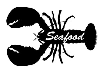 Seafood vector illustrations.Lobster Silhouette Icon on White Background. Vector - Vector